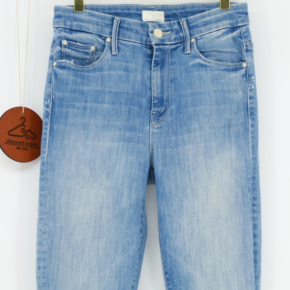 Mother Looker Ankle Fray Jeans Size 25 Twenty-Eight and a Half Wishes Light Blue - Picture 3 of 14